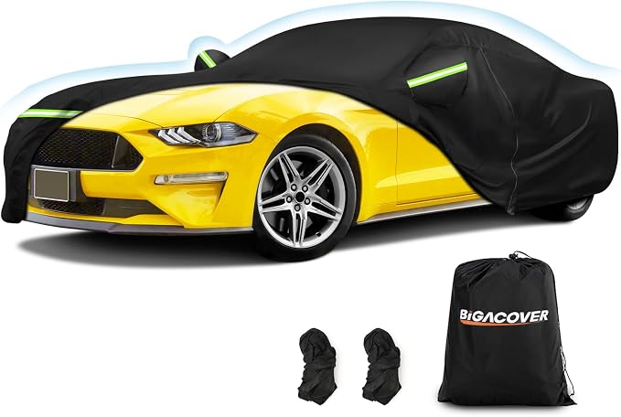 for Mustang Full Car Cover Waterproof All Weather, Outdoor Car Covers by BIGACOVER