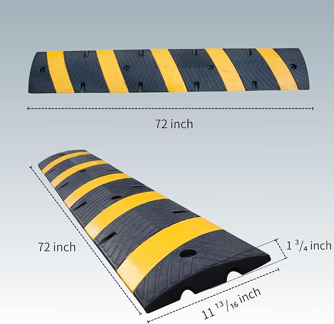 1 Pack 72 Inch Heavy Duty Rubber Speed Bump Ramp – Cable Protector, Driveway - Image 2