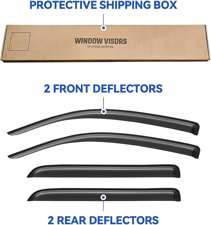 Window Visors Rain Guards for 2008-2022 Toyota Sequoia, Out-Channel Window Vent - Image 5