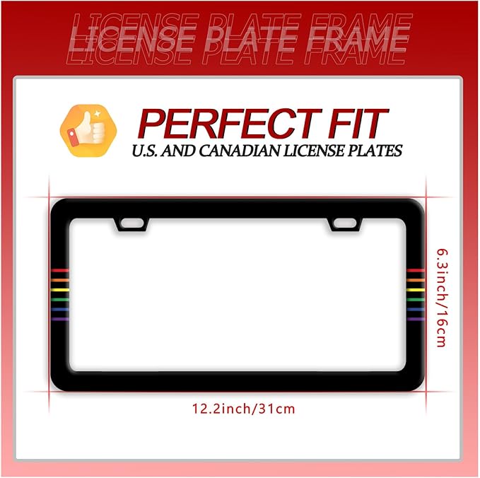 Gay Rainbow Line License Plate Frame Funny LGBT License Plate Frames Stainless - Image 7