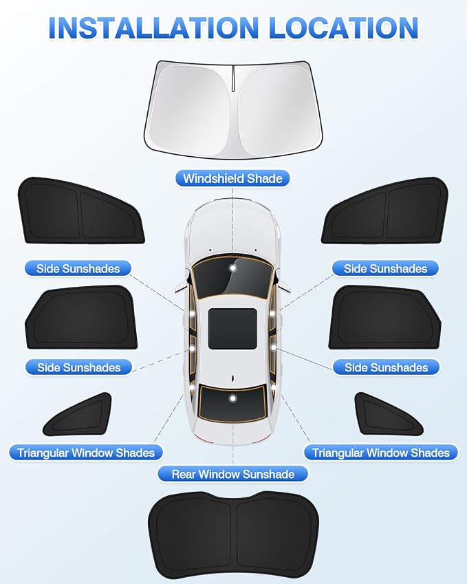 Sunshades for Ford Edge 2015-2024 Accessories Windshield Sun Shade Side Rear - Image 5