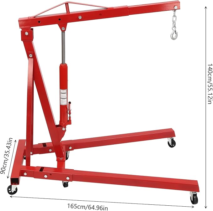 Engine Lift Crane 2 Ton Engine Hoist Heavy Duty Garage Hydraulic Lift Foldable - Image 2