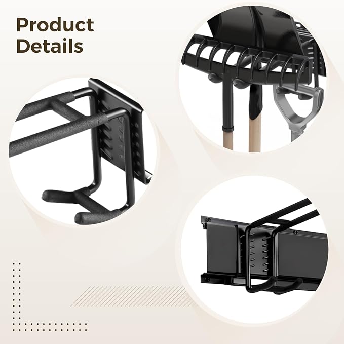 Heavy Duty Garage Organizer Tool Organizer Wall Mount, Iron Metal Hooks Set 6 - Image 4