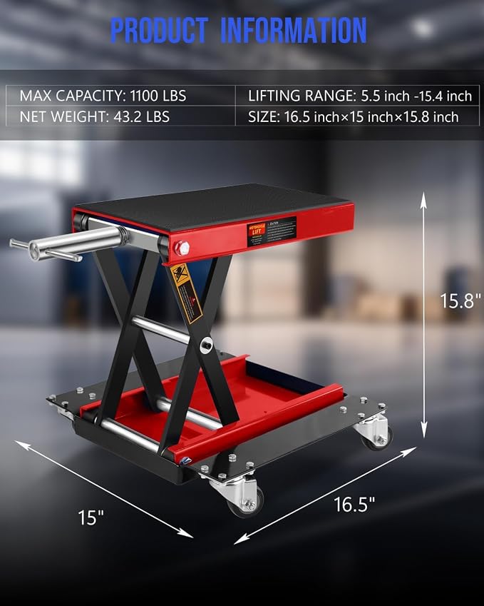 1100LBS Motorcycle Scissor Lift Jack - Image 2