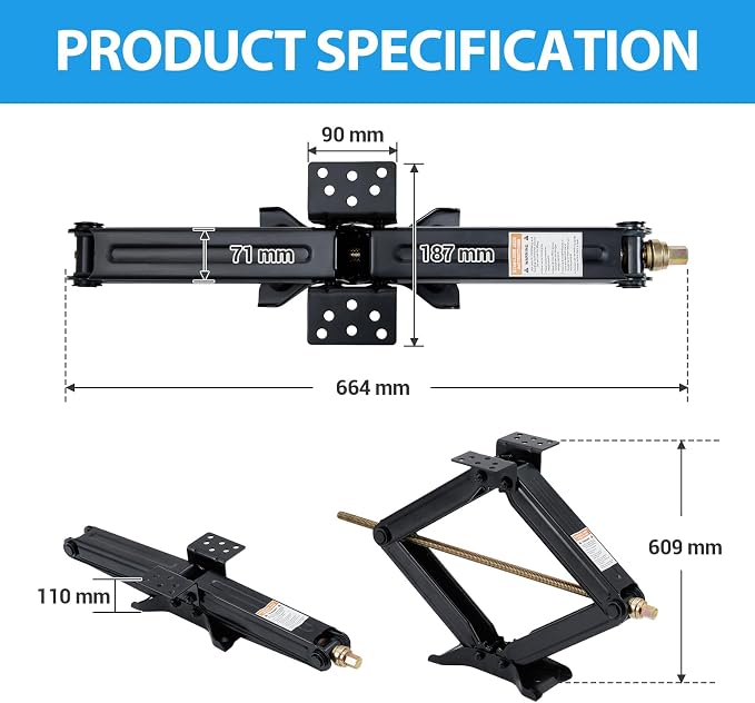 24" Car Scissor Jack, Support 7500lb Load Capacity Leveling Stabilizer - Image 6
