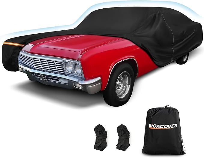 Car Cover for Chevy Caprice 2/4 Door Coupe/Sedan 1966-1996, Waterproof 210D by BIGACOVER