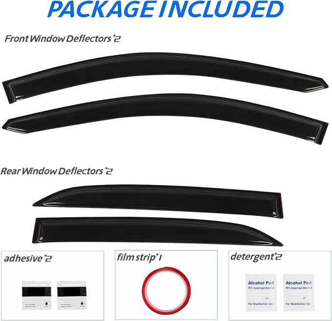 Window Rain Guards for 2018-2024 Chevrolet Equinox, Tape-on Window Visor - Image 6