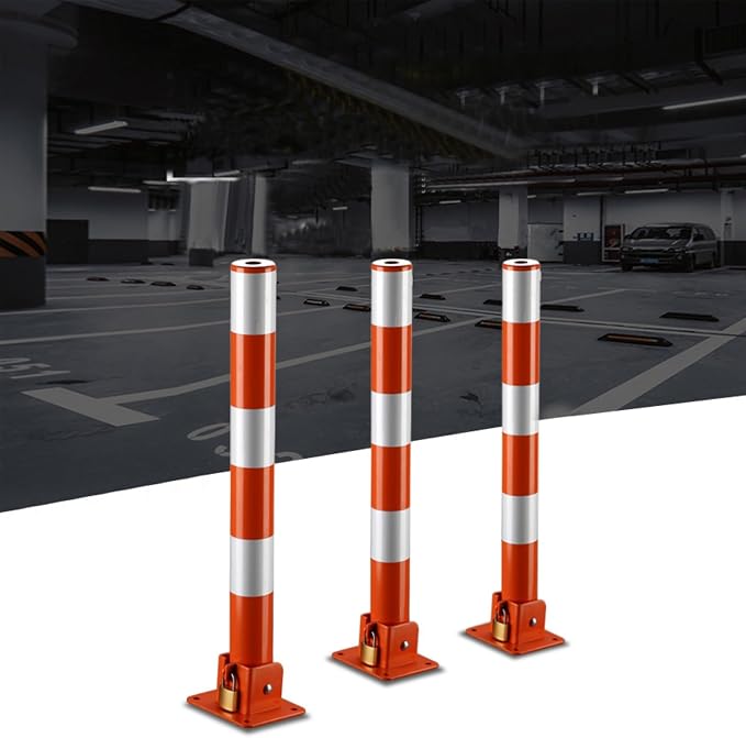 Steel Safety Bollard Post, Traffic Safety Bollard, Lockable Parking Pole - Image 2