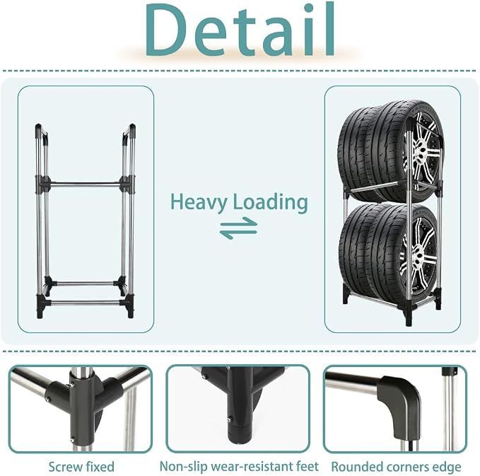 Hershii Tire Storage Rack Standing Garage Storage Shelf Organizer - Image 4
