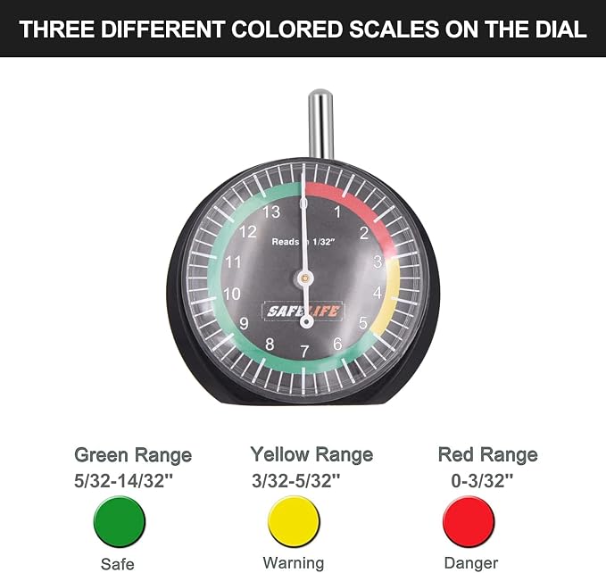 SAFELIFE Tire Tread Depth Gauge, Dial Type Tire Tread Depth Gauge Professional - Image 3