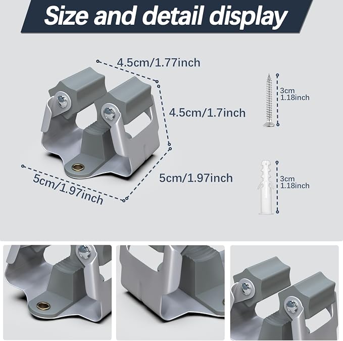 3-H Mop and Broom Holder Wall Mount 6 Pack, Broom Holder - Image 4