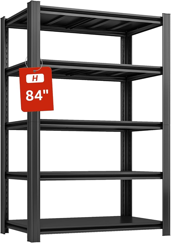 5 Tier Metal Shelving Unit 84" H x 48" W x 24" D, 3000LBS Adjustable Storage by SYLOUGH