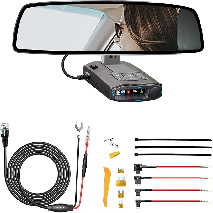 Radar Detector Rearview Mirror Rod Mounting Bracket and Radar Direct Power Cord by SDSACZMU