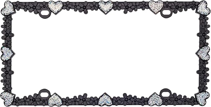 Creathome 3D Shining Daisy Heart License Plate Frame from Pure Zinc Alloy Metal - Image 4