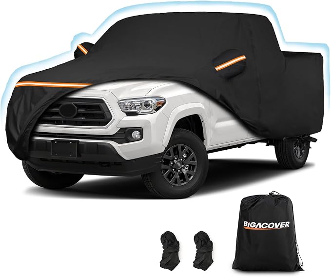 Waterproof Car Covers for Toyota Tacoma Double Cab-6ft Bed 2016-2025, by BIGACOVER
