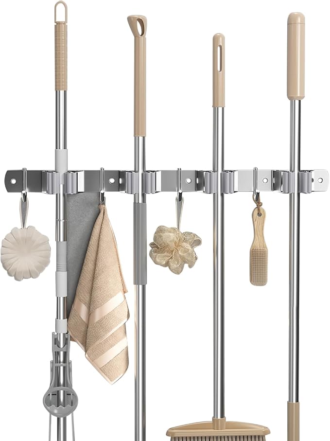 Broom Holder Wall Mount Organizer: Mop and Broom Holder Wall Mount Garage Wall - Image 2