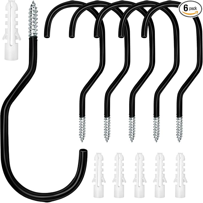 Bike Hooks Heavry Duty 6-Pack, Bicycle Storage Hanger Screw in Ceiling Hooks by Ticway