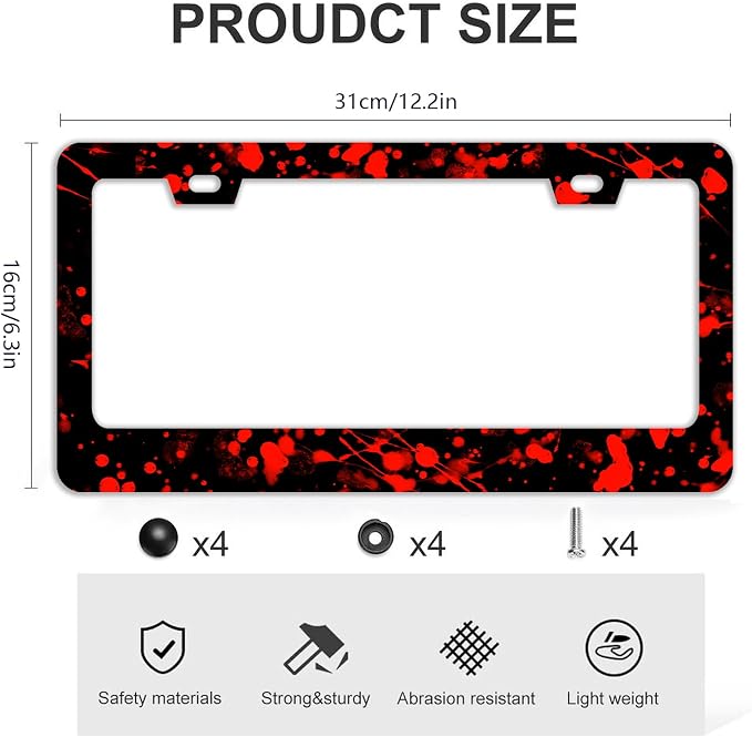 Blood Splattered Red Black License Plate Frames - Image 4