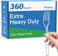 360 Count Extra Heavy Duty Clear Plastic Forks Disposable, Heat Resistant by Dealusy