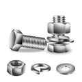 1/2-13 x 1" Hex Head Screw Bolt, Flat & Lock Washers, Fully Threaded, by SG TZH by SGTZH