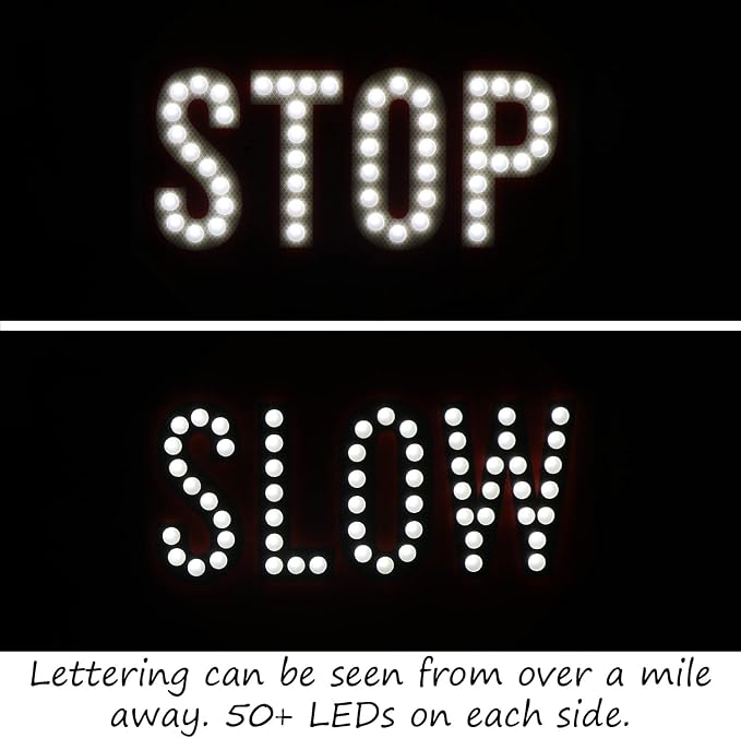 SmartSign 24" LED Stop/Slow Paddle, Rechargeable Battery & Charger, 2-Sided - Image 5