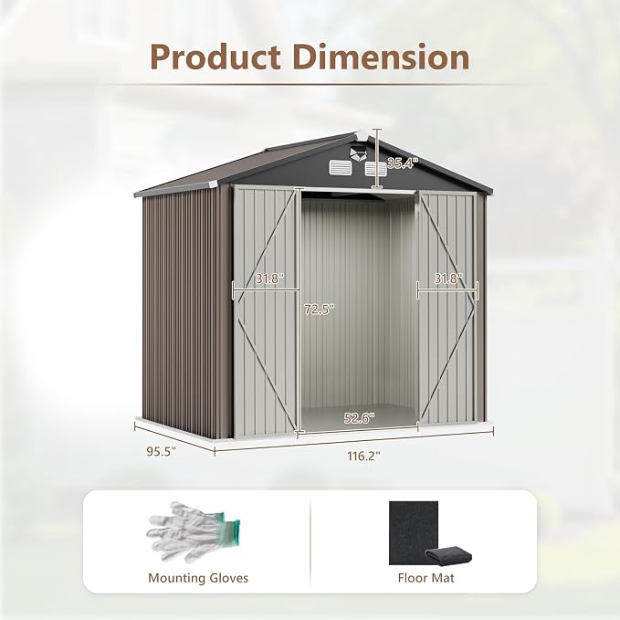 Outdoor Storage Shed 10x8 FT, Metal Tool Sheds, Waterproof Outside Storage Shed - Image 3