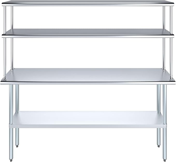 Amgood Stainless Steel Work Table Double Tier Overshelf | NSF - Image 2