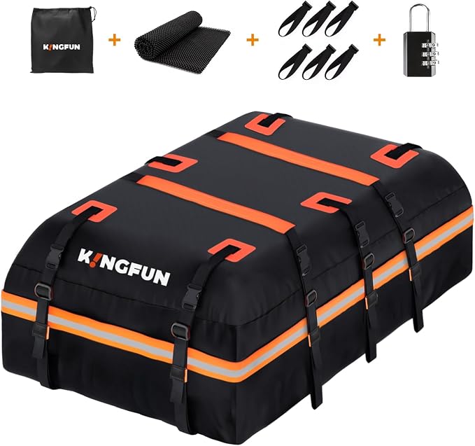 Kingfun Car Rooftop Cargo Carrier – Waterproof 20 Cubic Feet Car Roof Bag Fit - Image 9