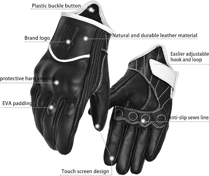 Harssidanzar Leather Motorcycle Gloves - Image 3