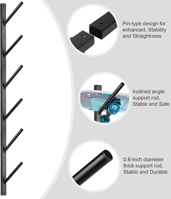 Skateboard Rack Wall Mount – Skateboard Wall Hanger, Snowboard Display Wall - Image 4