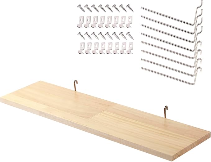 SEVENY 1 Pack Pine Wooden Pegboard Shelf Wall Organizer, Shelves by Unknown