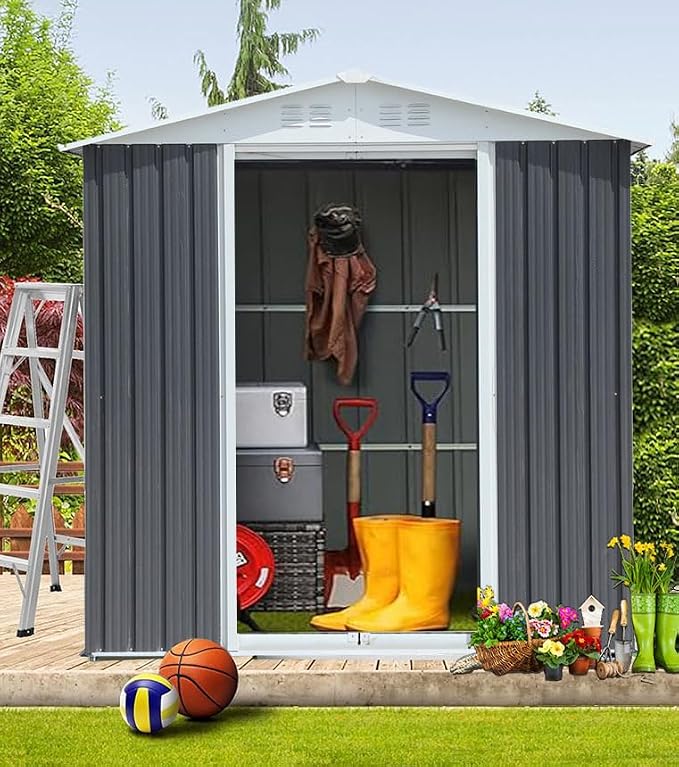 Outdoor Sheds 5FT x 3FT Outdoor Storage, Metal Anti-Corrosion Utility Tool House - Image 6