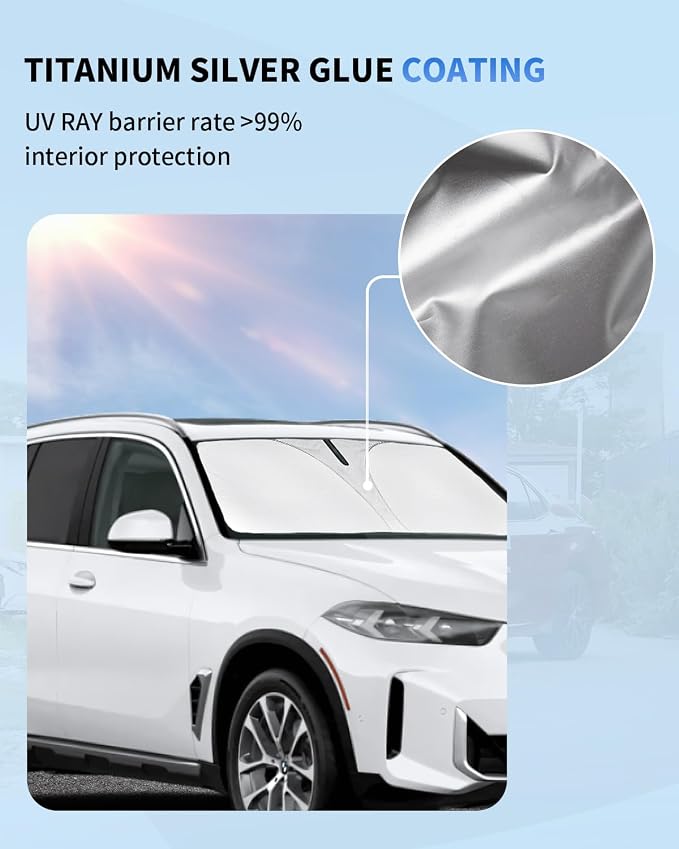 Sunshade for 2025 2026 BMW X5 Windshield Sun Shade Cover, Custom Fit BMW X5 G05 - Image 3