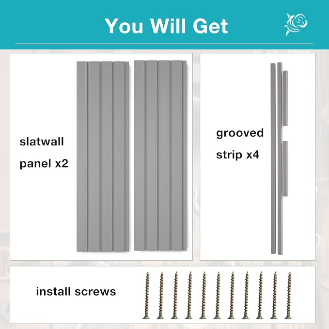 NeatiEase 2 x 4ft Slatwall Panel Wall Storage Systems, Slat Wall Paneling - Image 4