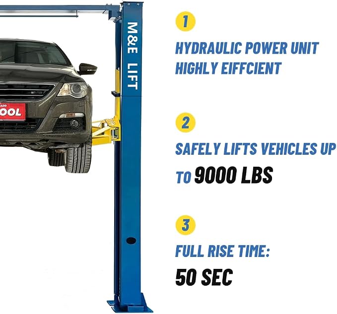 ME 9000lbs 110v 2 Post Lift Max. Lifting Height 74.8" 2 Post Car Lift Auto Lift - Image 2