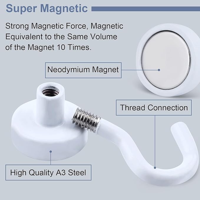 DIYMAG Magnetic Hooks, 30Lbs Strong Heavy Duty Cruise Magnet S-Hook - Image 2