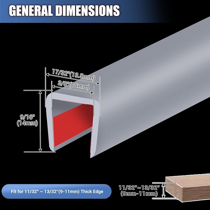 Rubber Edge Trim, Flexible Edge Banding, 3/8" U Channel Protector, Self - Image 2