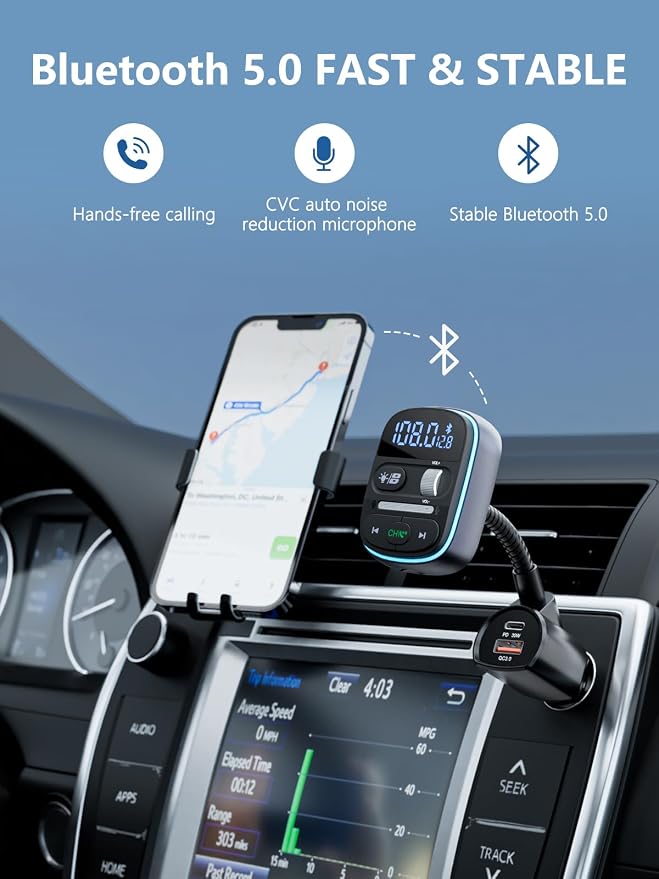 LENCENT Bluetooth FM Transmitter PD 30W, Hi-Fi Bass Music, Wireless Radio - Image 4