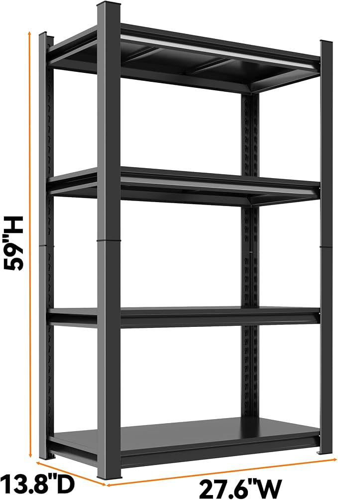59"H Garage Shelving Heavy Duty Rack, 2400 LBS Extra Large Capacity 4 Tier - Image 2