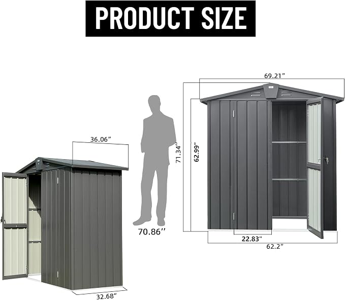 IKERY Galvanized Steel Garden Shed - Image 7