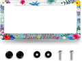 Aloha License Plate Frame Colorful Hibiscus Flowers License Plate Stainless by MUAWUOIK