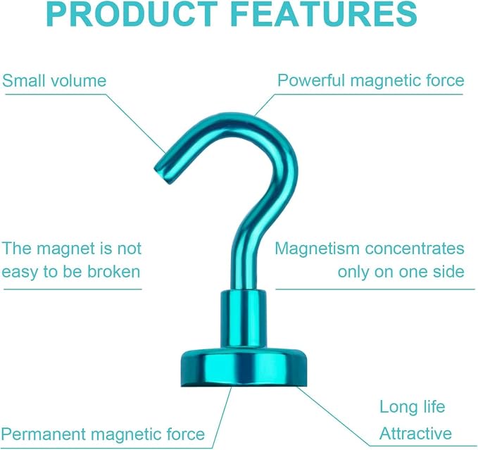 DIYMAG Magnetic Hooks, 25Lbs Strong Heavy Duty Cruise Magnet S-Hooks - Image 4