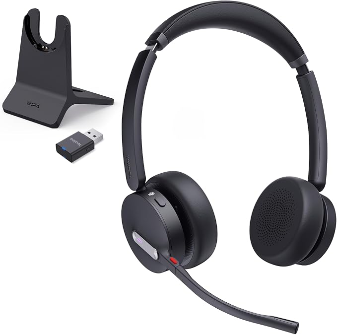 Yealink WH64 Hybrid DECT& Bluetooth Wireless Headset, 492ft Range Dual Teams UC by RedefineYourWorkplace