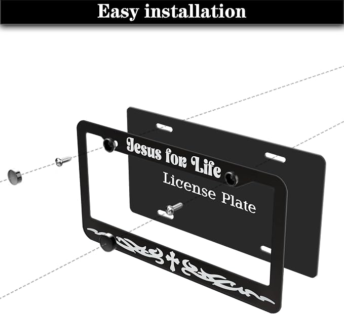 License Plate Frames Black and White Custom License Plate Frame Jesus - Image 7
