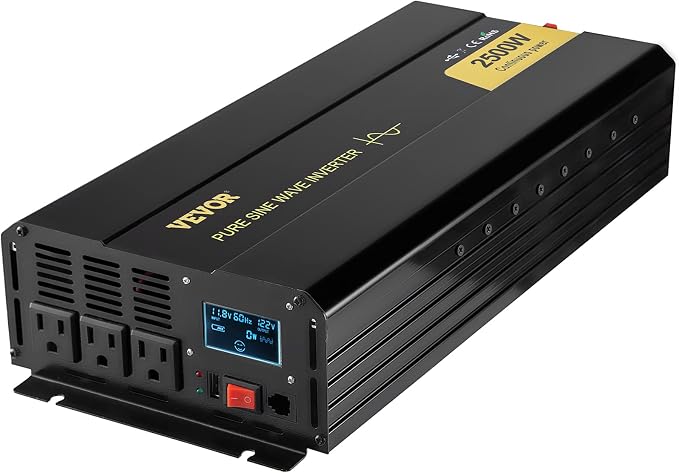 VEVOR 2500W Pure Sine Wave Inverter, 12V DC to 120V AC Car Inverter, 3 AC - Image 9