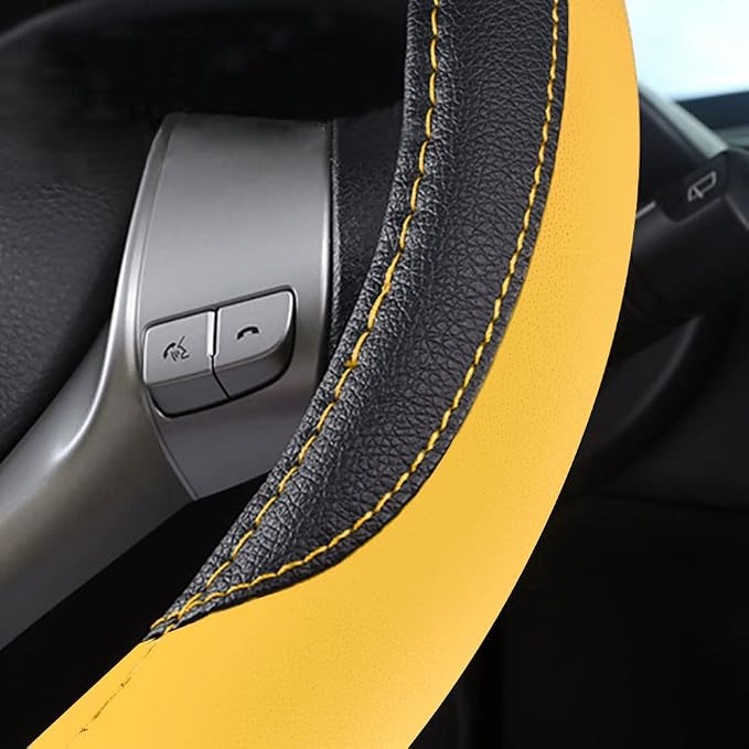 Leather Car Steering Wheel Cover, Non-Slip Car Wheel Cover Protector Breathable - Image 6