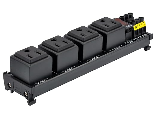 DIN Rail Mount AC 120V NEMA 5-15R 4 Receptacles Outlet Power Strip Module - Image 3