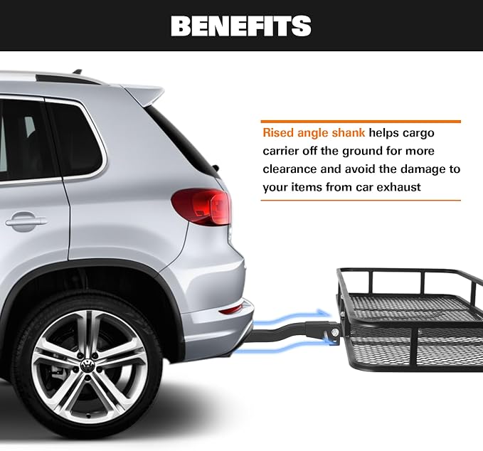 WEIZE Folding Hitch Mount Cargo Carrier Basket 60" X 20" X 6"+ Waterproof Cargo - Image 2