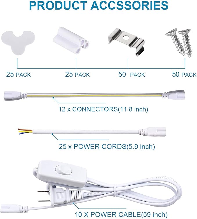 25 Pack, LED Shop Light, 4FT LED Light Fixtures, 60W 6500LM 6000K Cool White - Image 4
