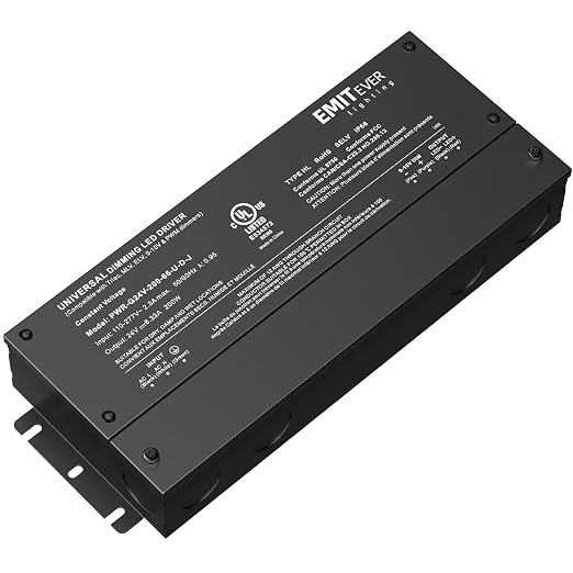 EMITEVER Dimmable Led Driver, 200W AC 110V-277V to DC 24V Transformer, 5-in-1 by EMITEVER
